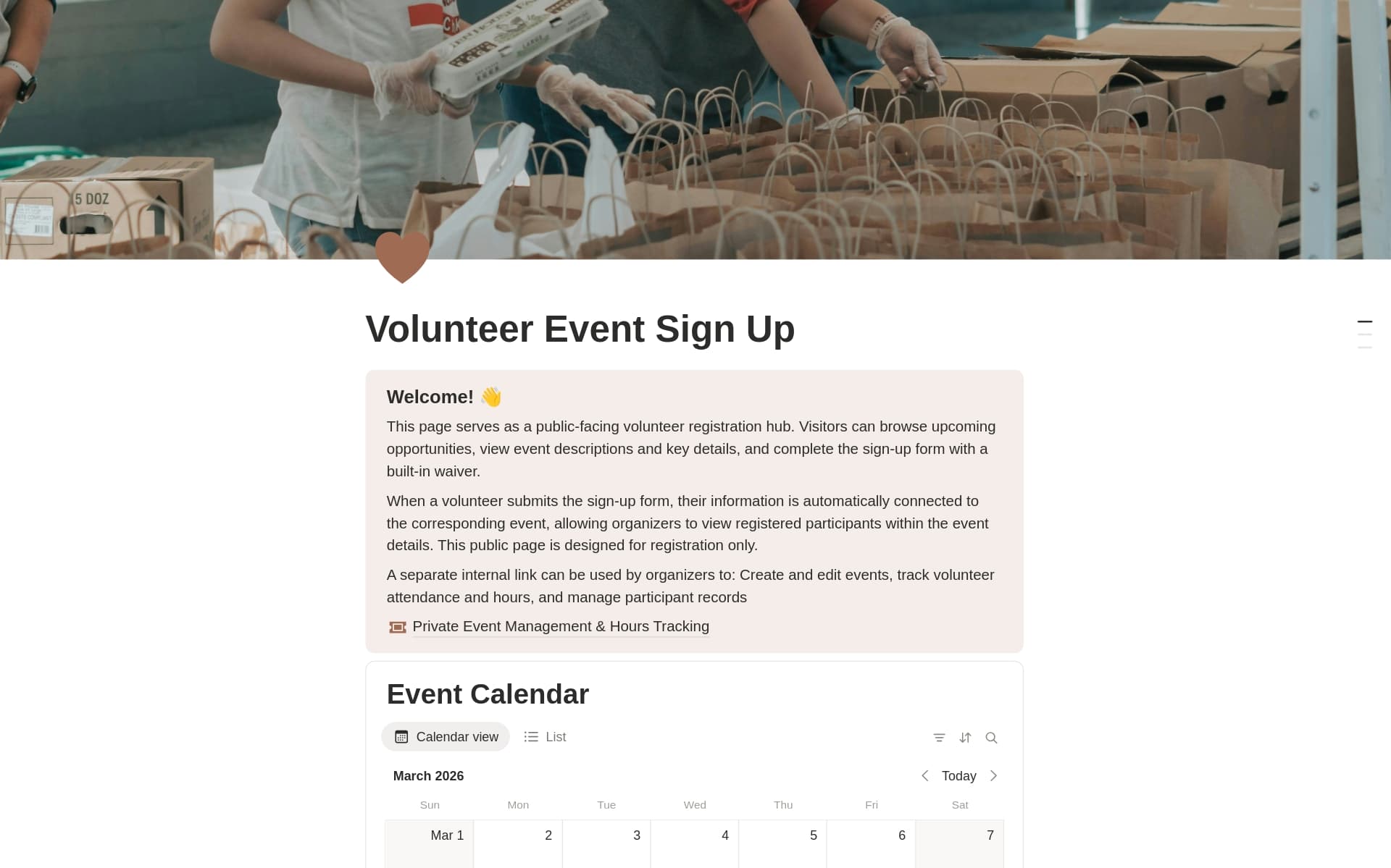 Volunteer Management: Events, Registration & Hours