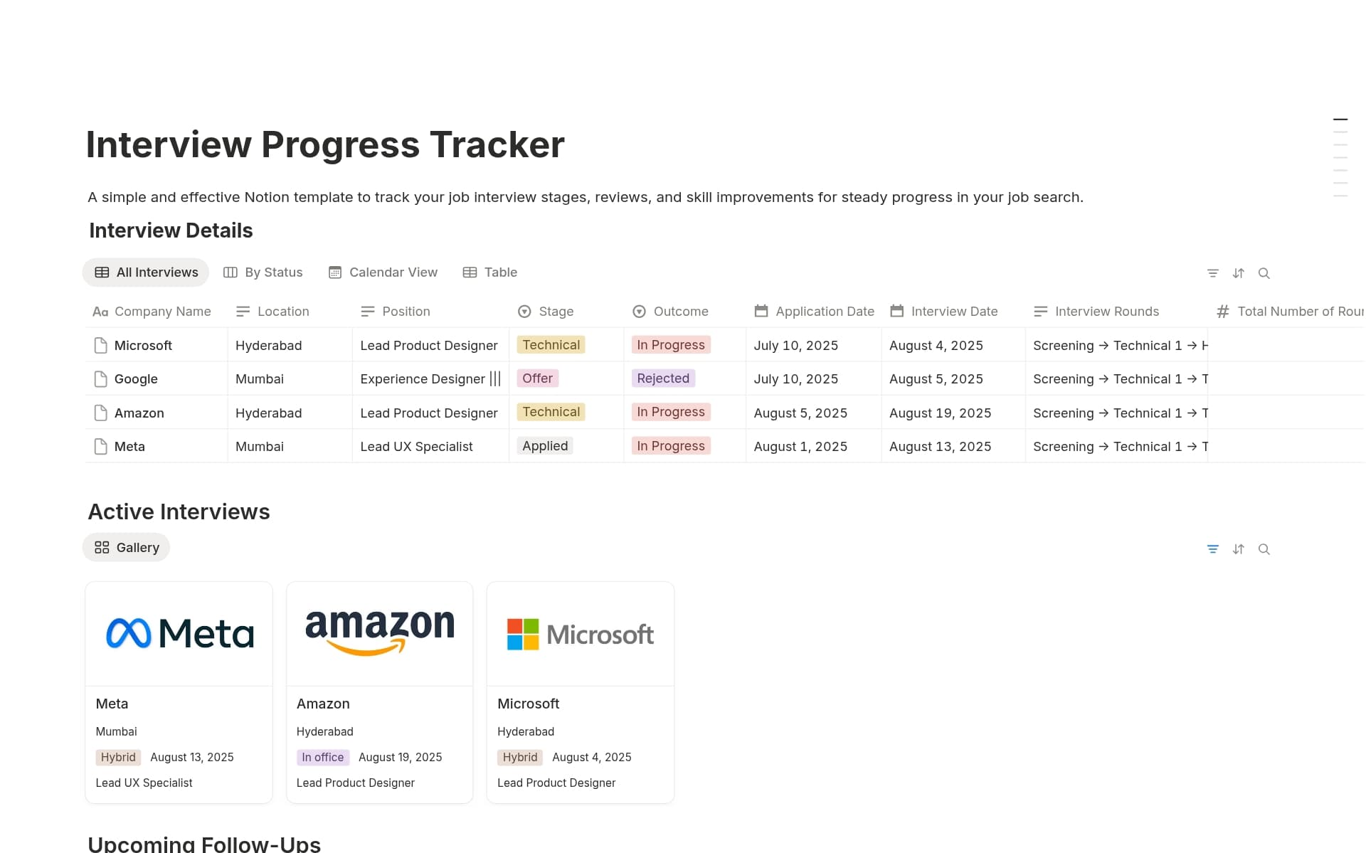 Interview Progress Tracker