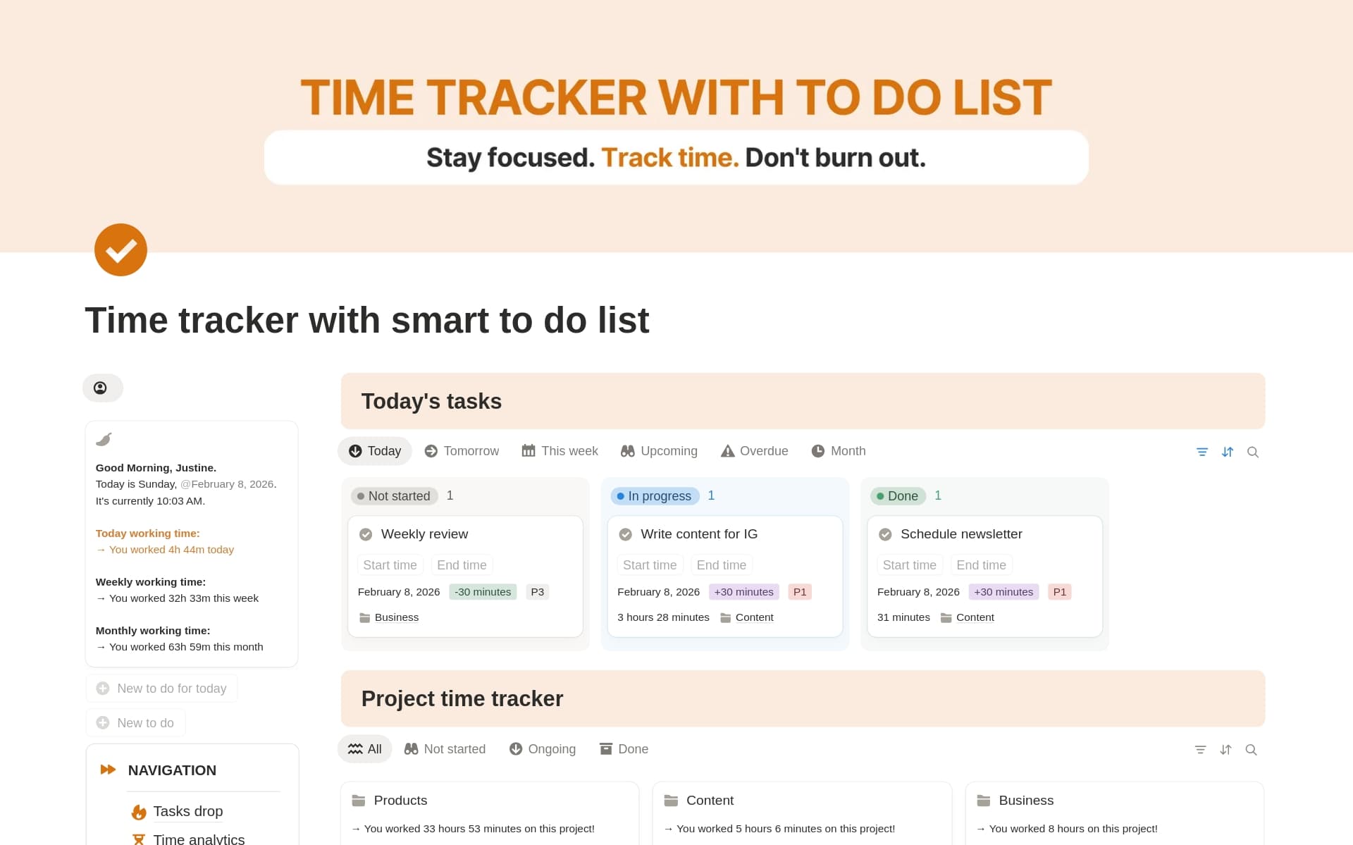 Time Tracker with Smart To Do List