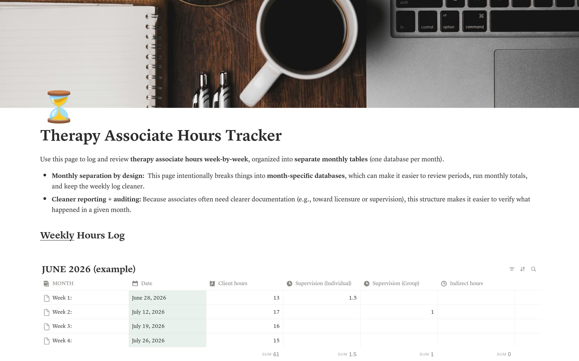 Therapy Associate Hours Tracker- Weekly