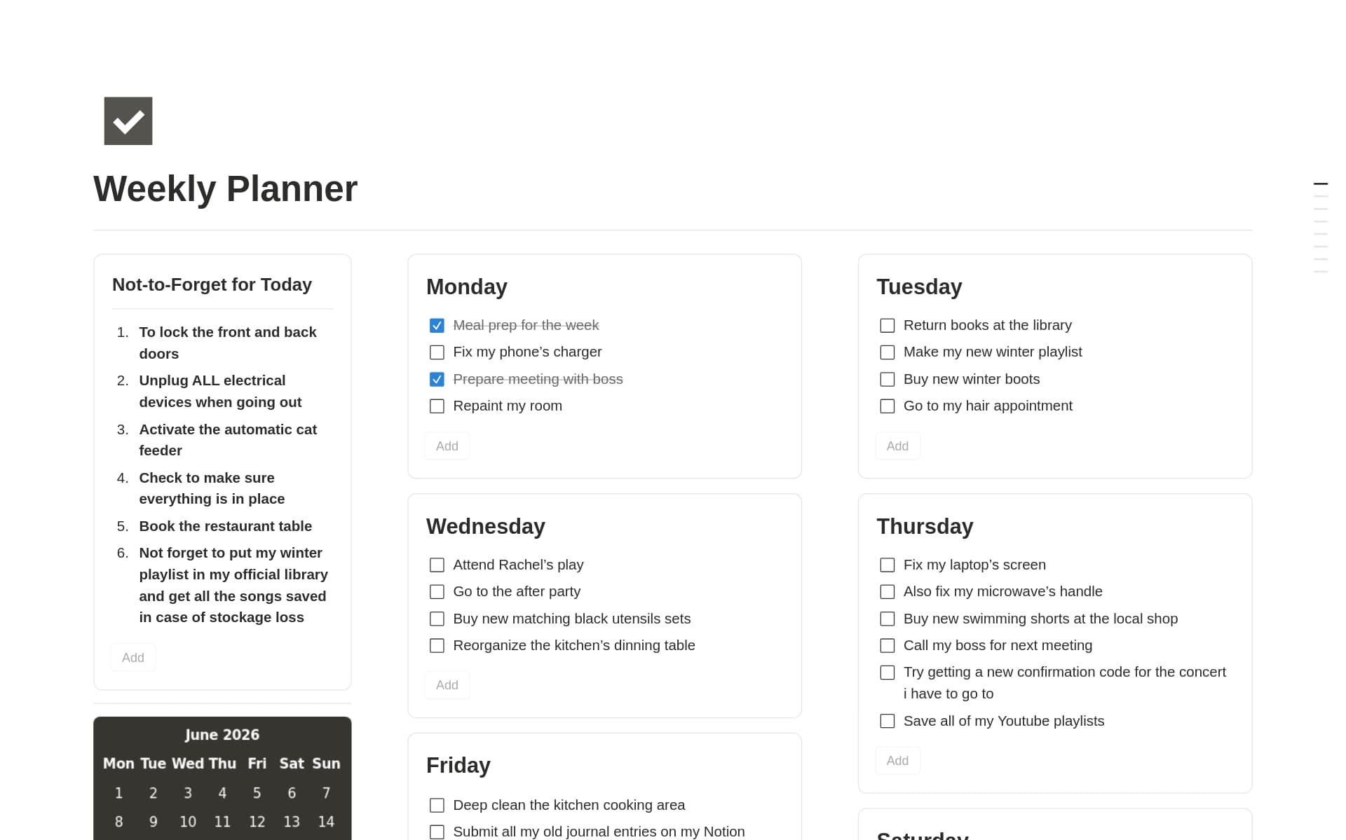 Weekly Planner