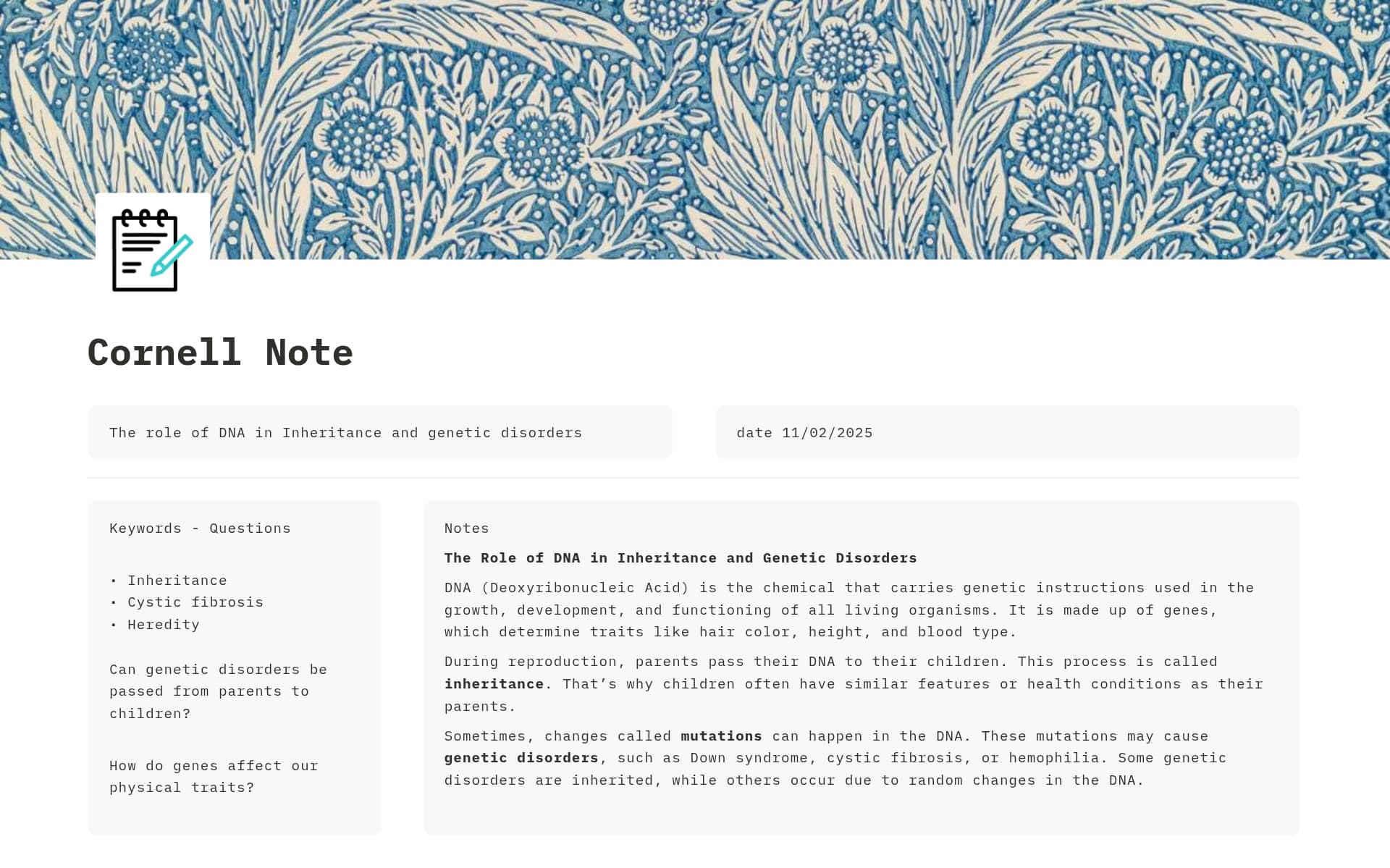 Cornell Notes