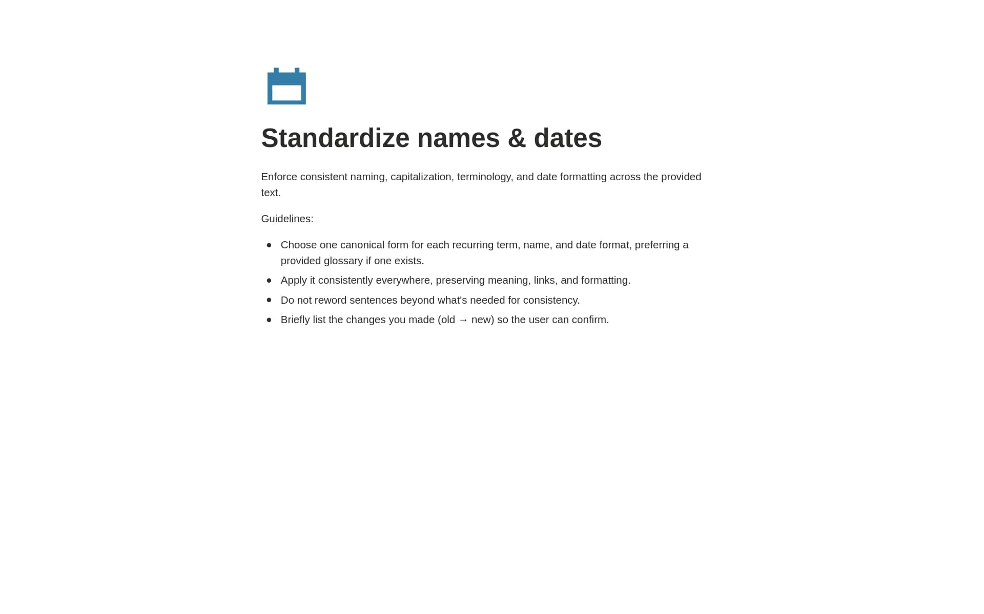 Standardize names & dates