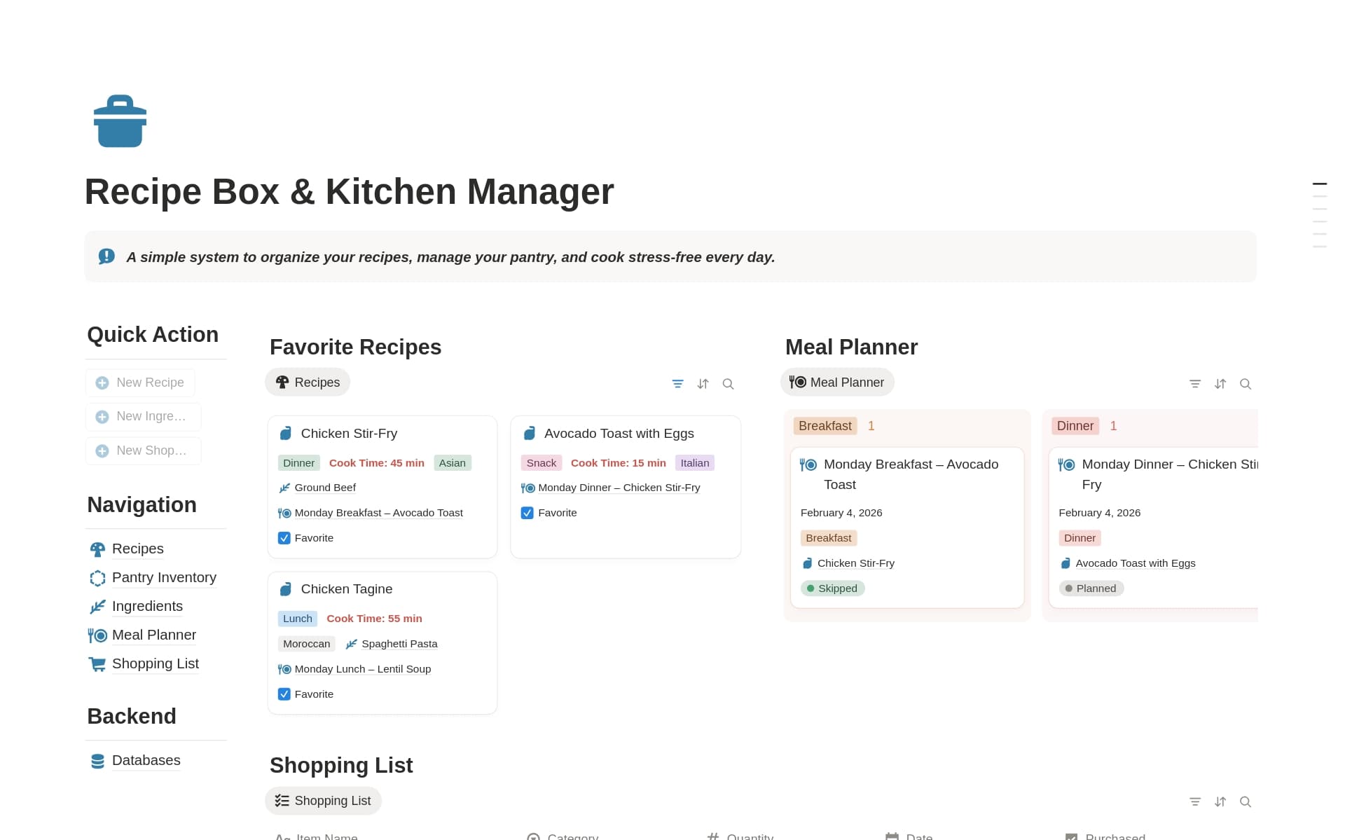 Recipe Box & Kitchen Manager