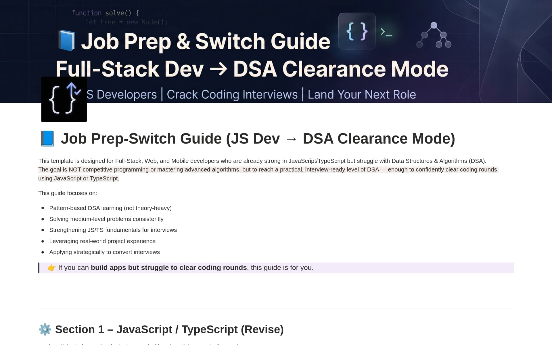 Job Prep-Switch Guide (JS Dev - DSA Mode)