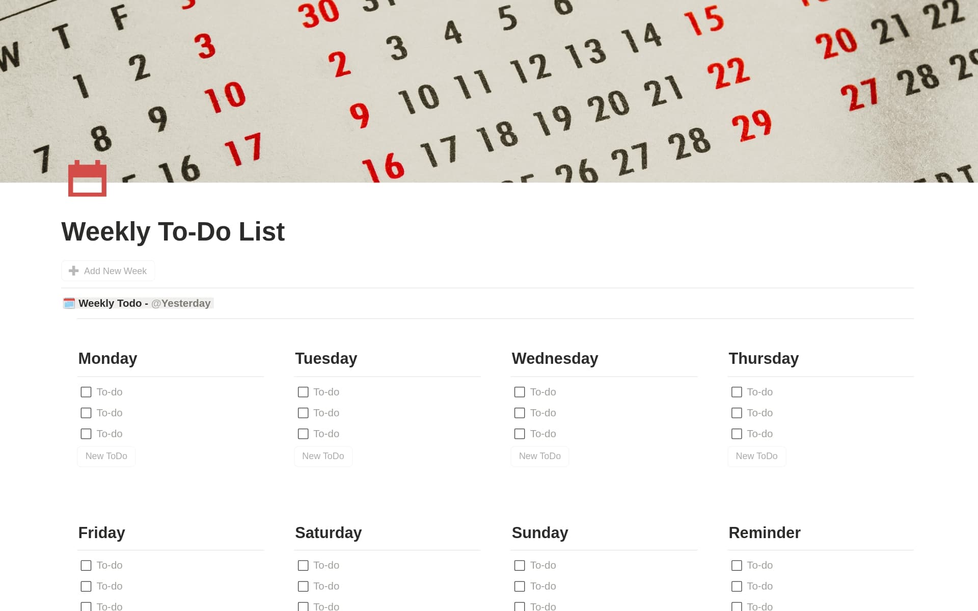 Weekly To-Do List
