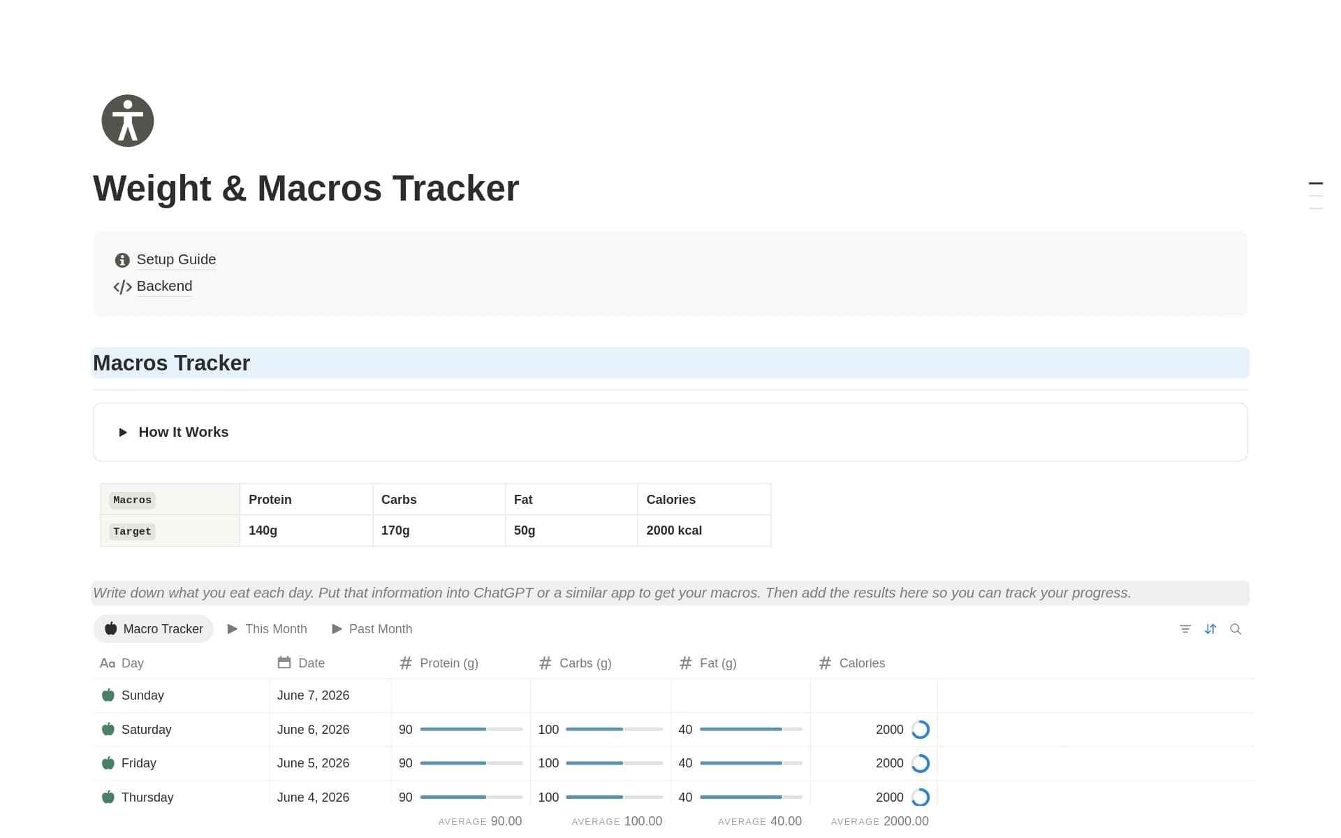 Weight & Macros Tracker