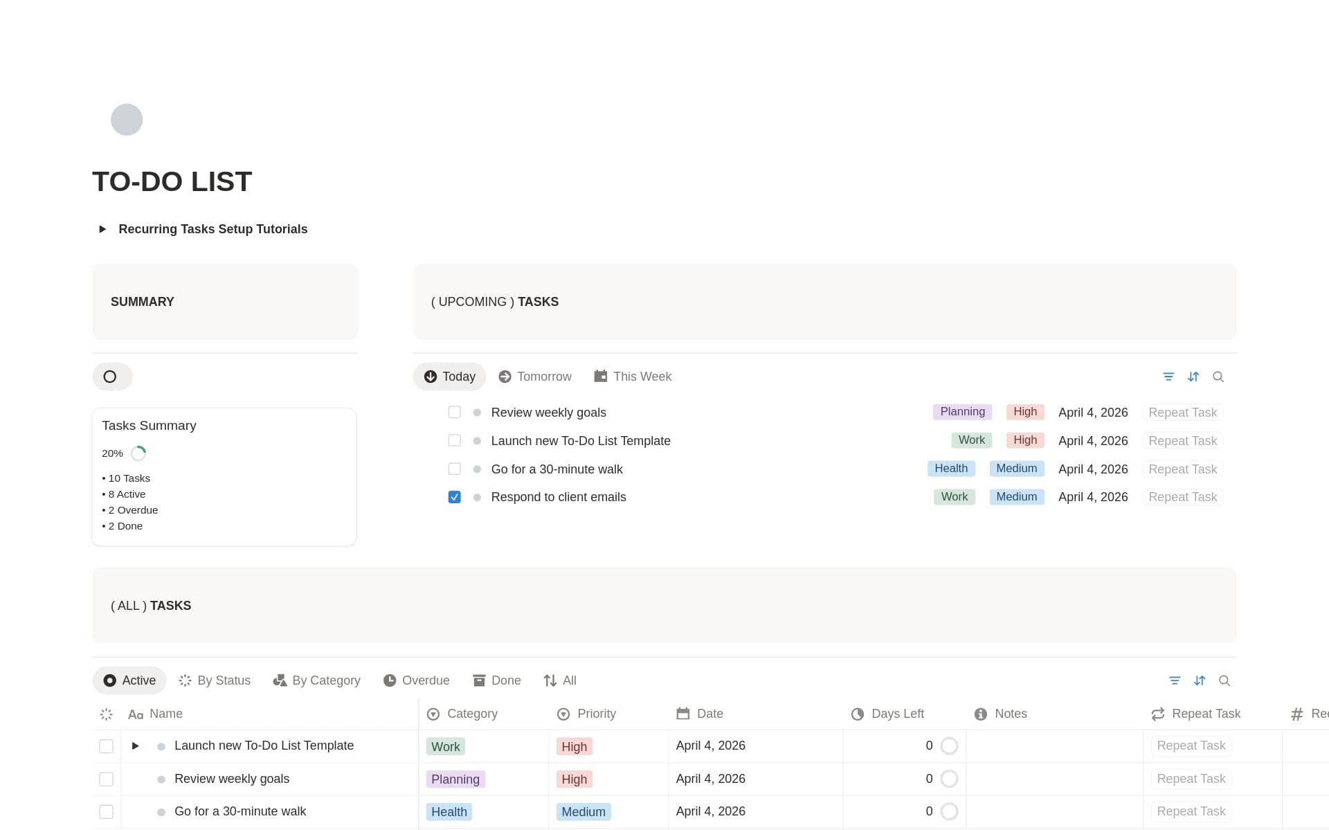 To Do List, Tasks Manager, Time Tracker