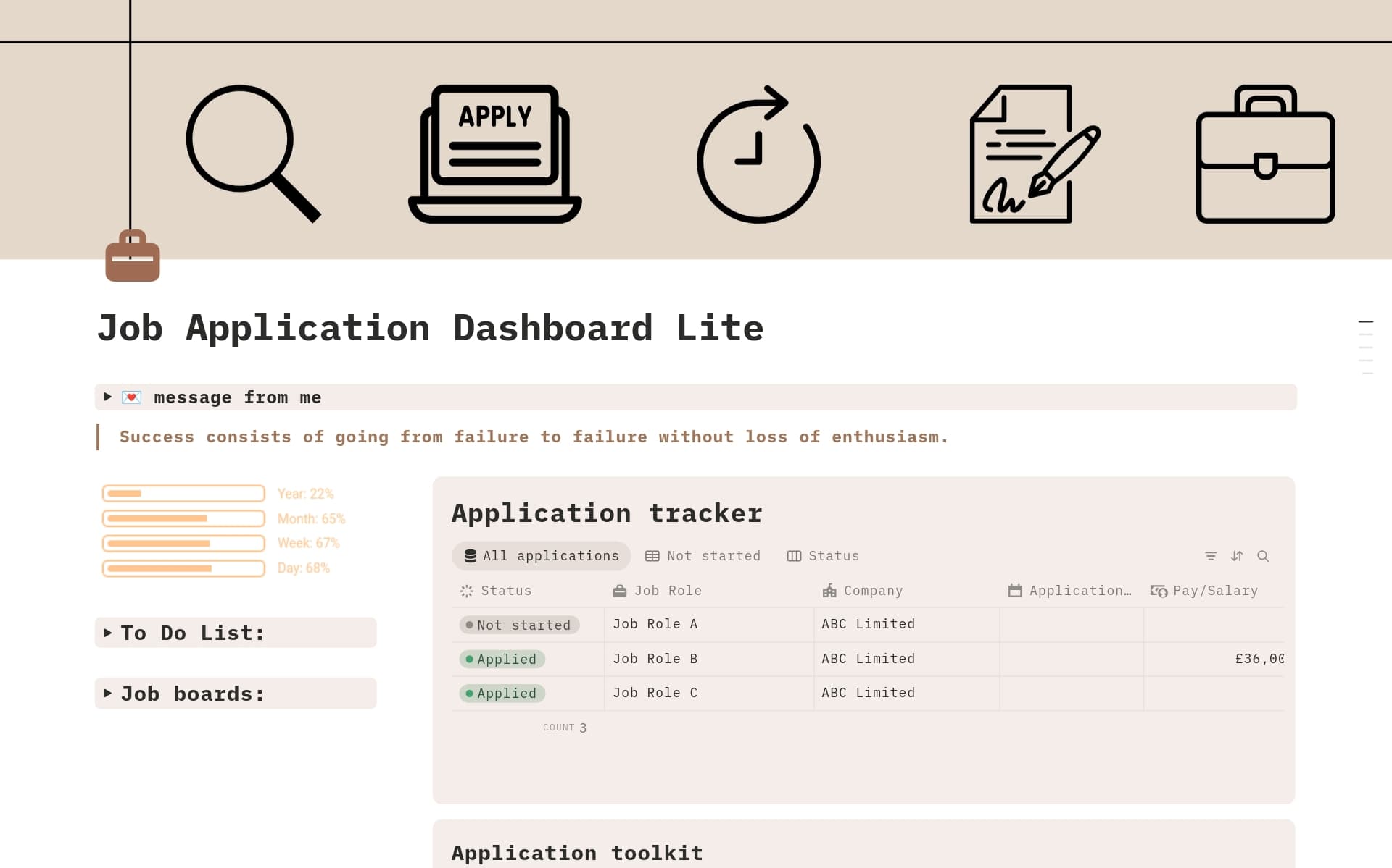 Job Application Dashboard Lite