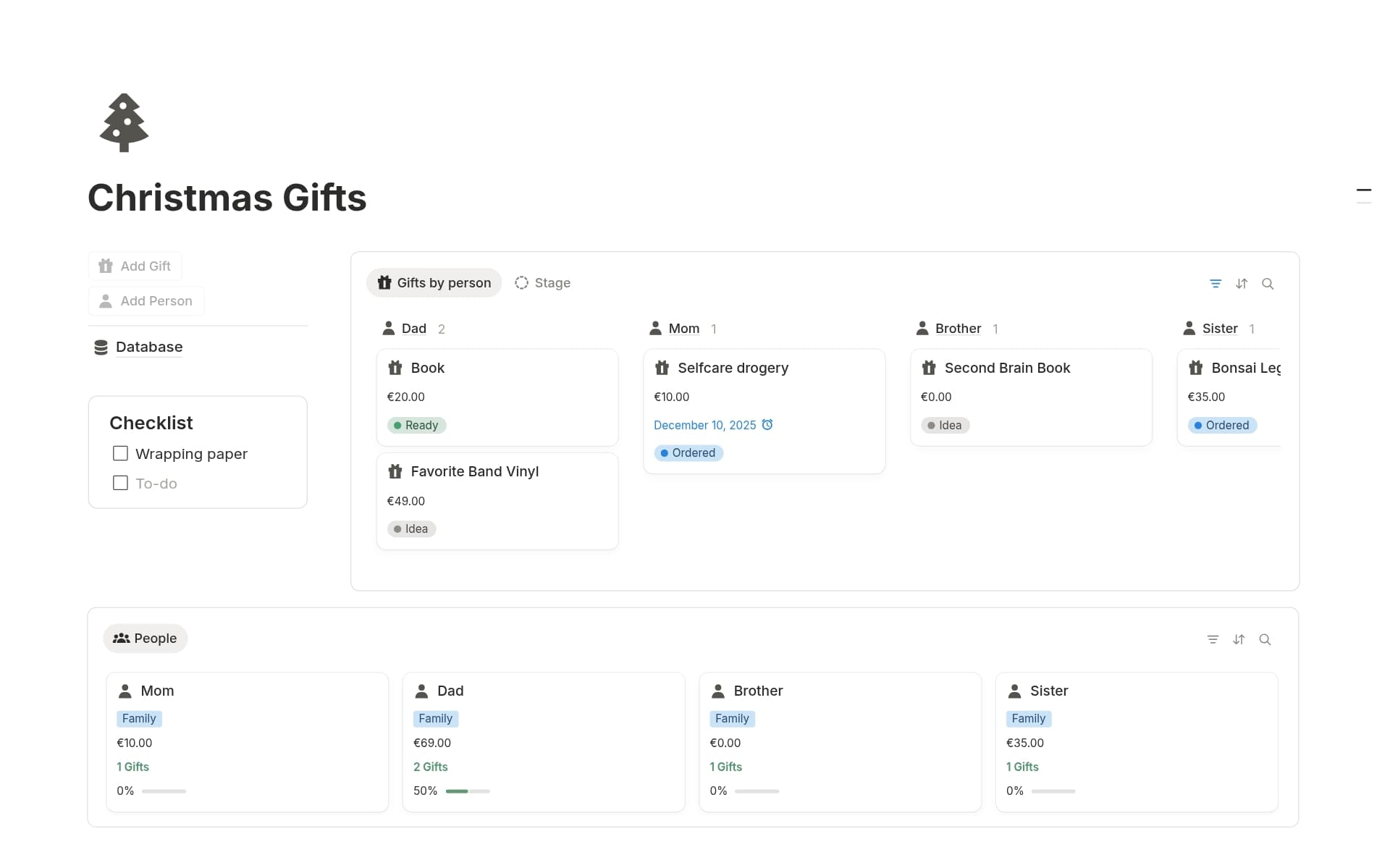 Christmas Gifts Planner
