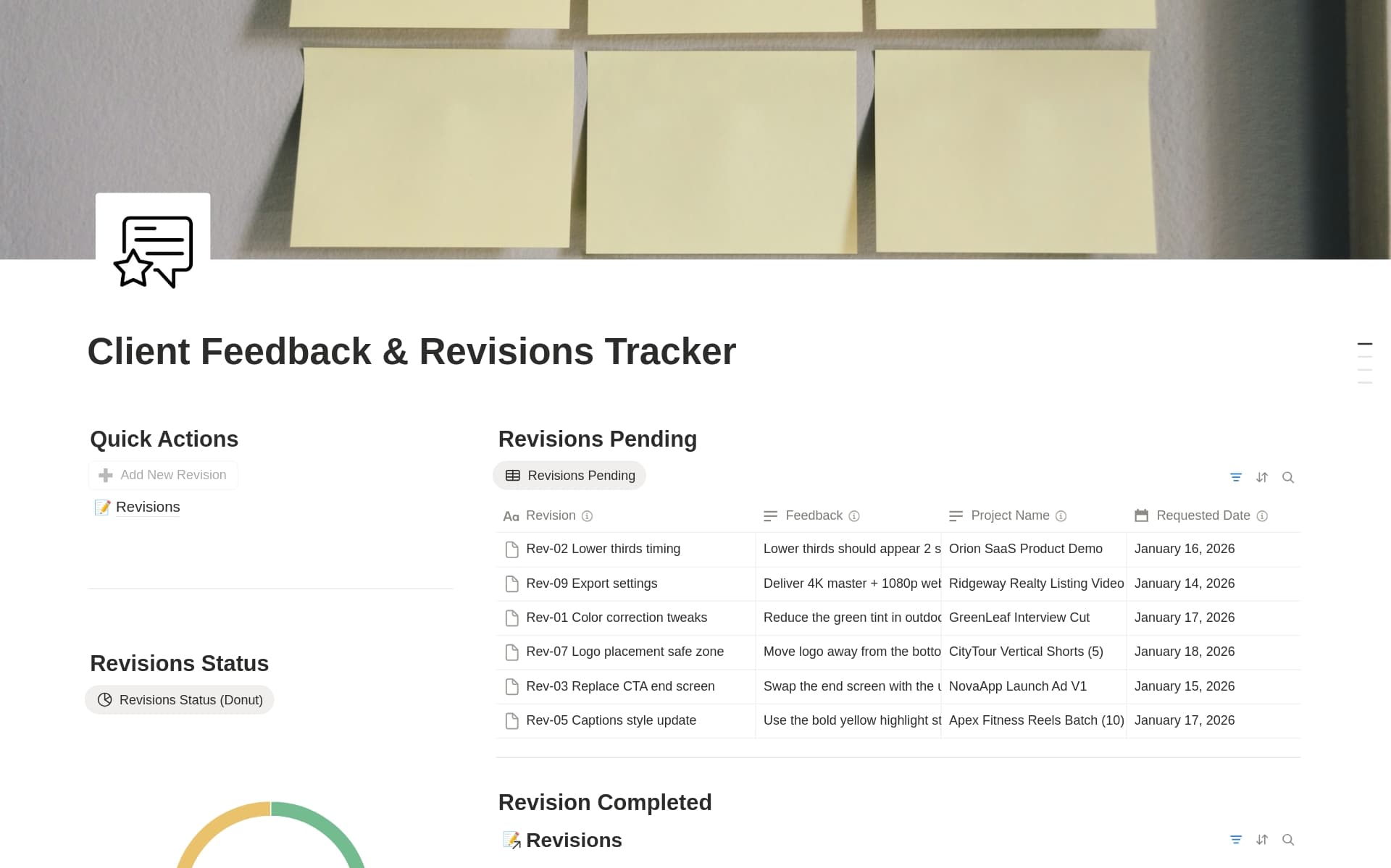 Client Feedback & Revisions Tracker