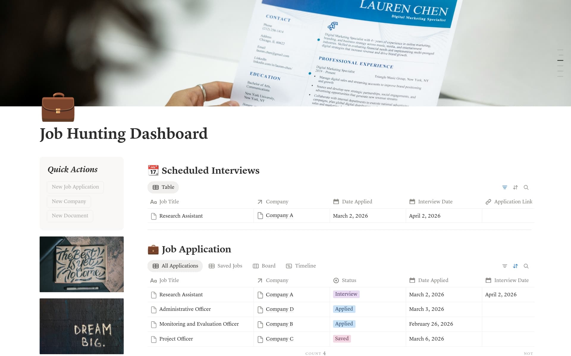 Job Hunting Dashboard