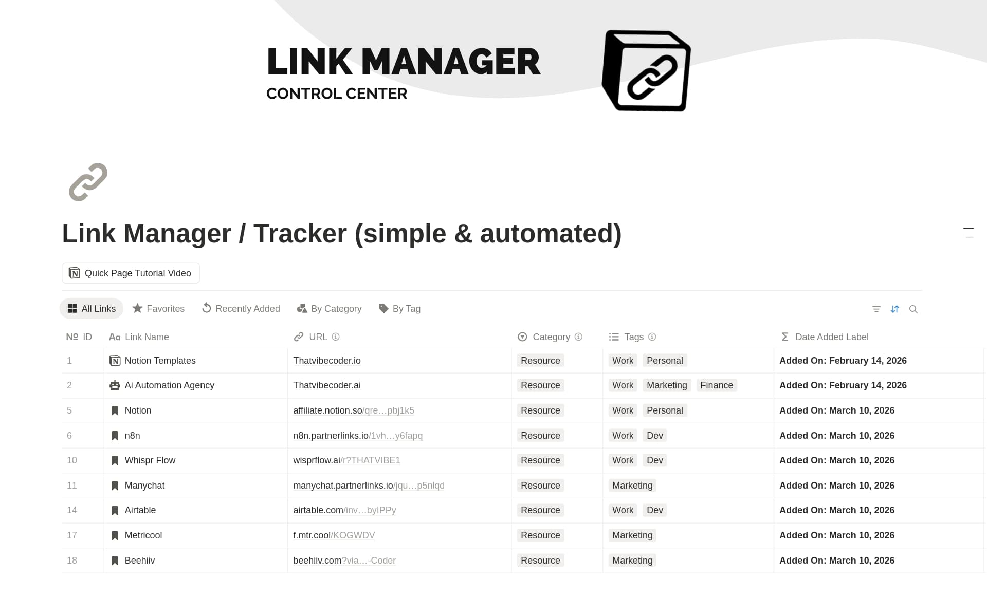 Link Manager / Tracker (simple & automated)