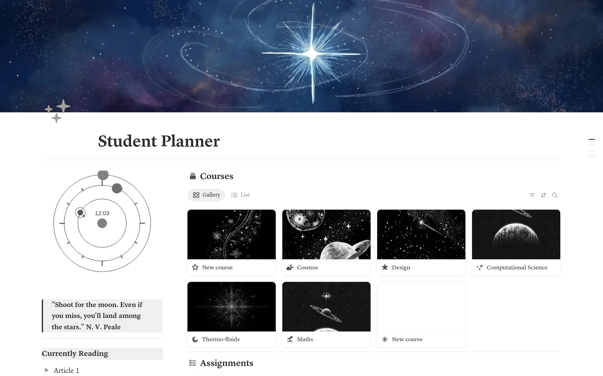 Cosmic Student Planner