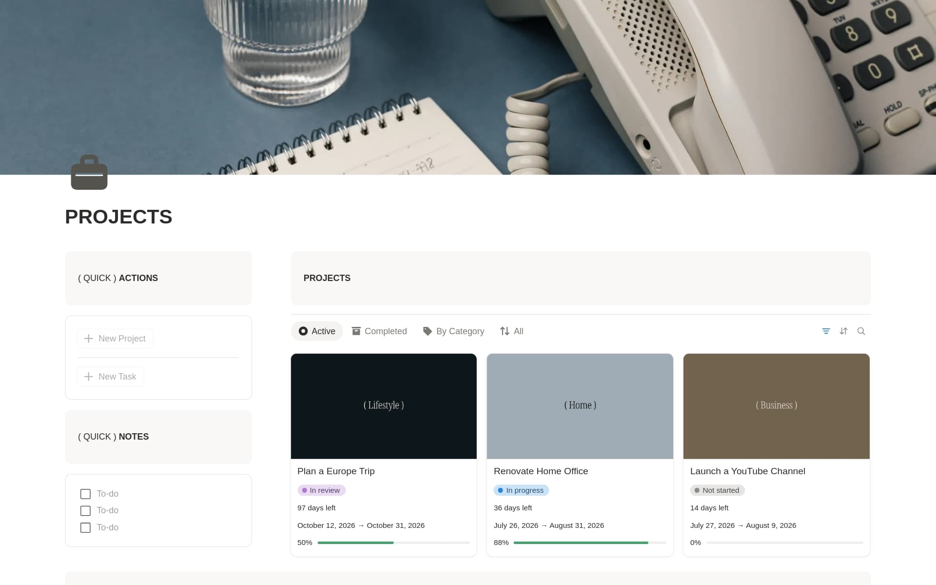 Aesthetic Project & Task Manager for Beginners
