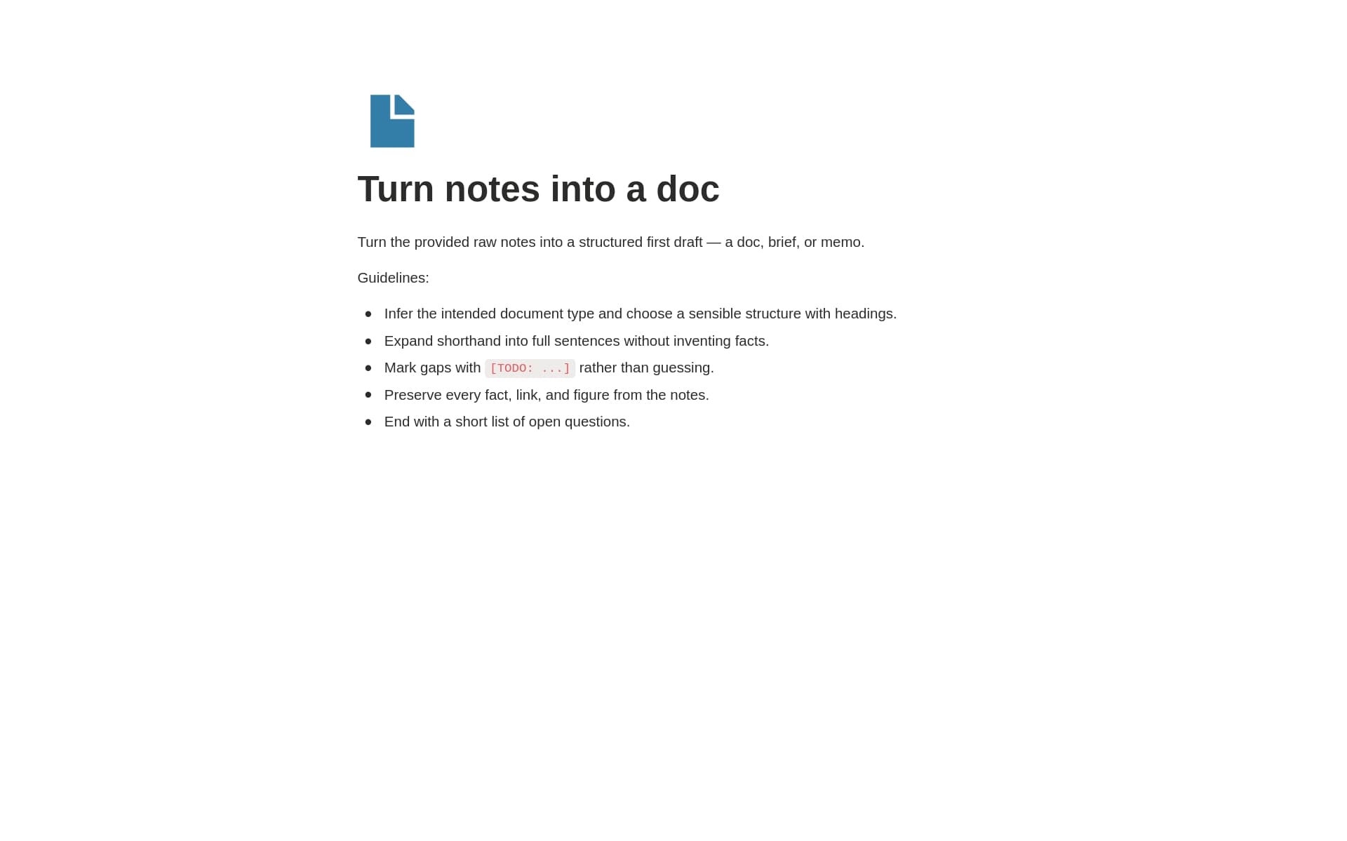 Turn notes into a doc