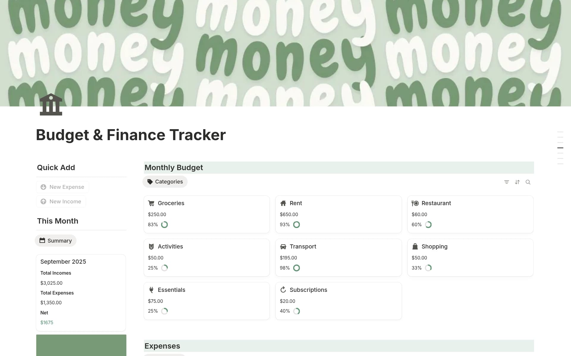 Simple Budget & Finance Tracker
