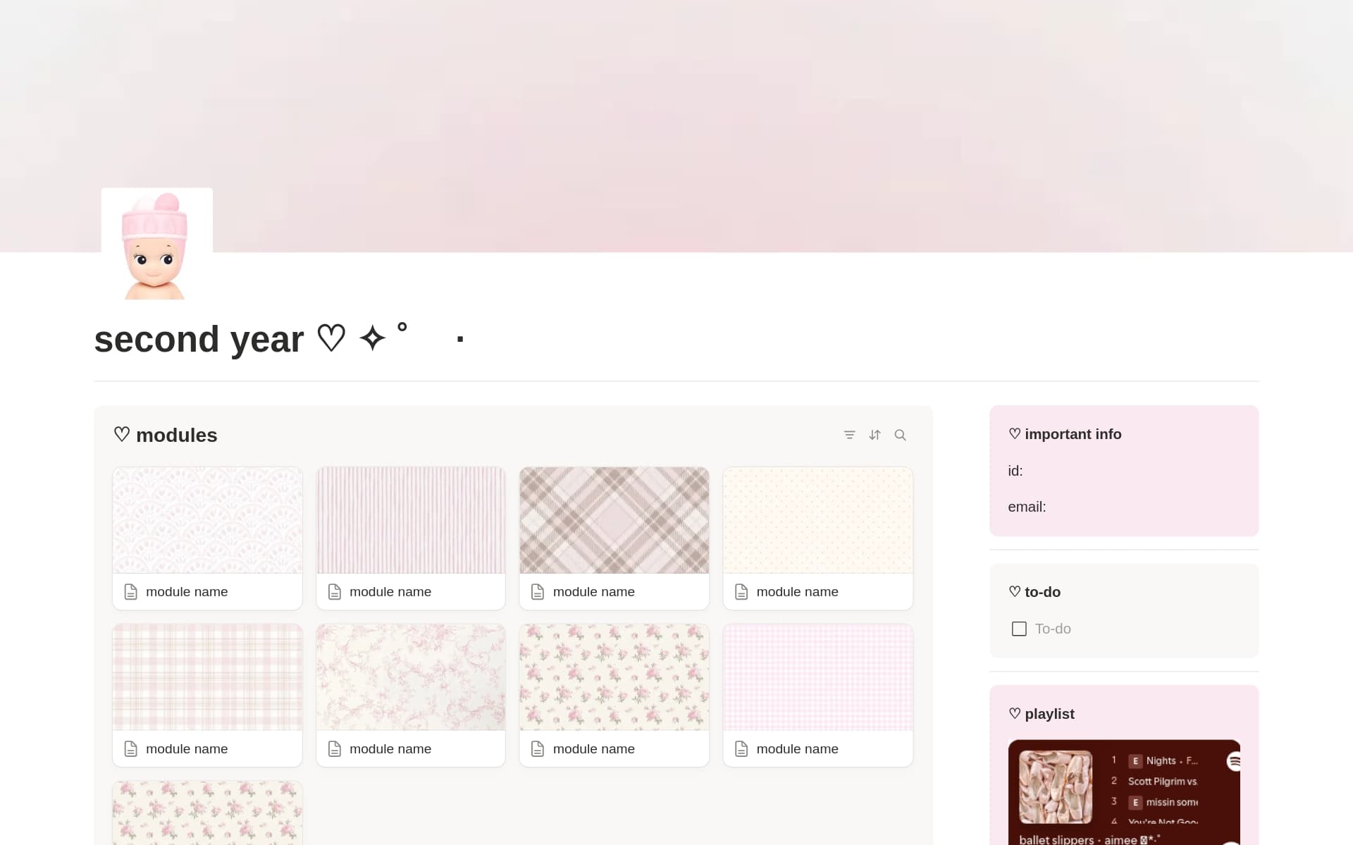 pink university workspace ♡