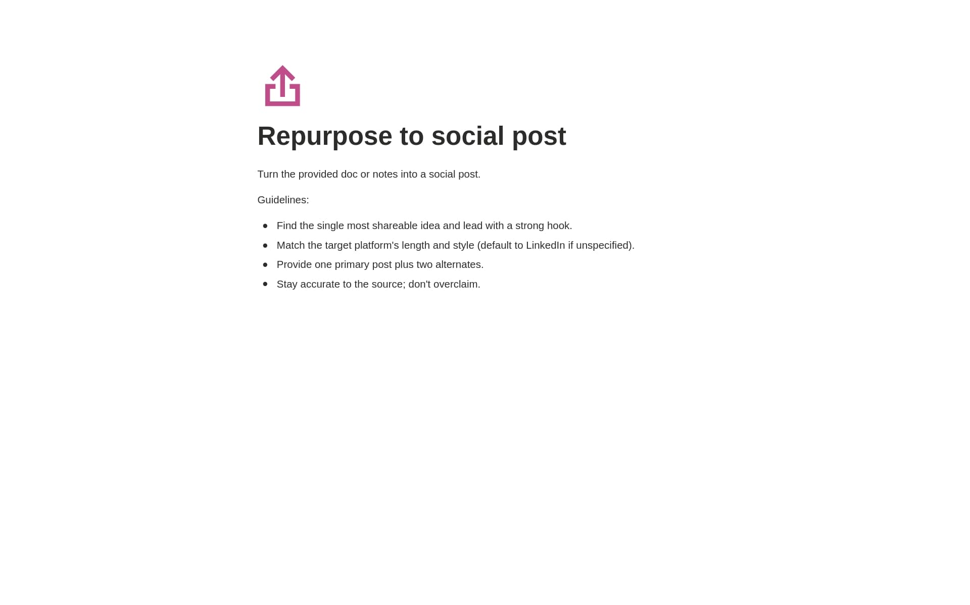 Repurpose to social post