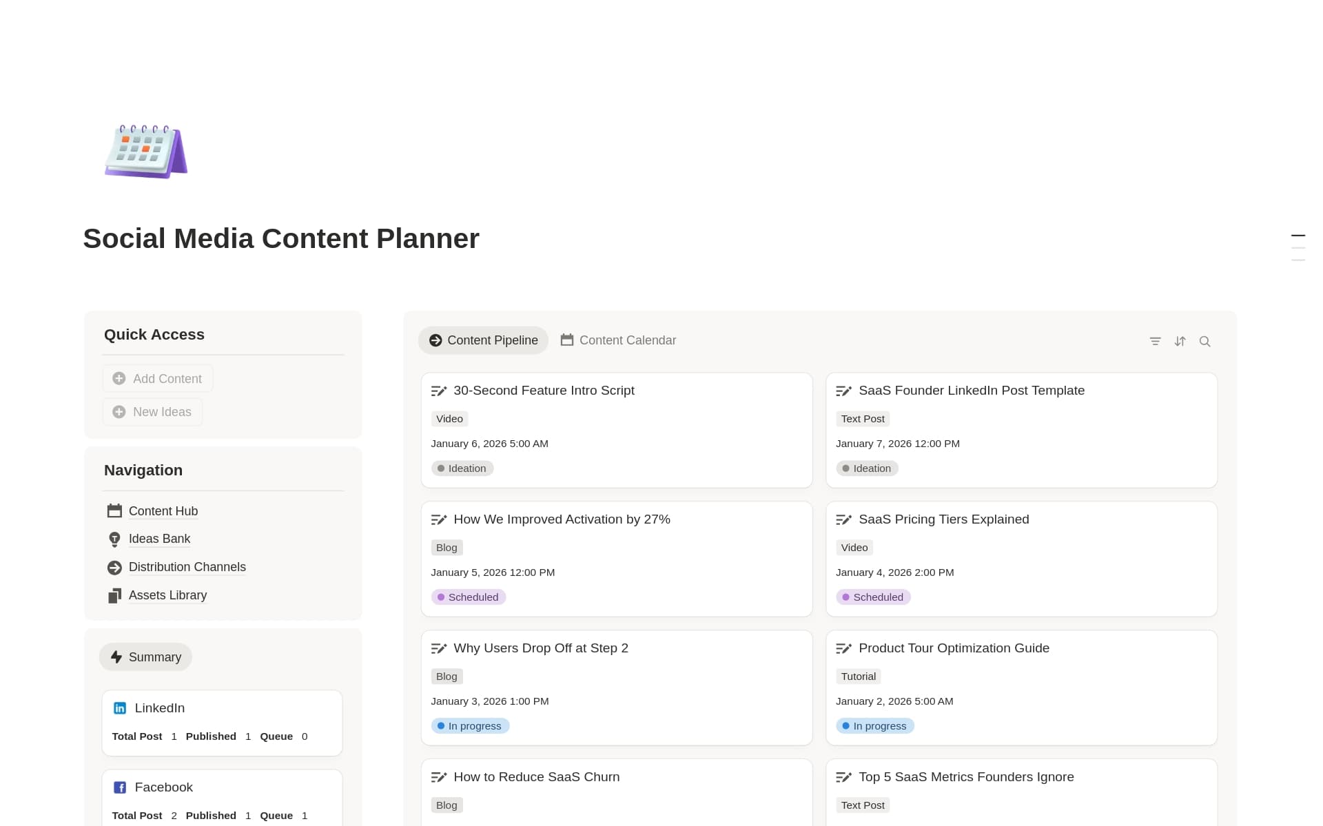 Social Media Content Planner