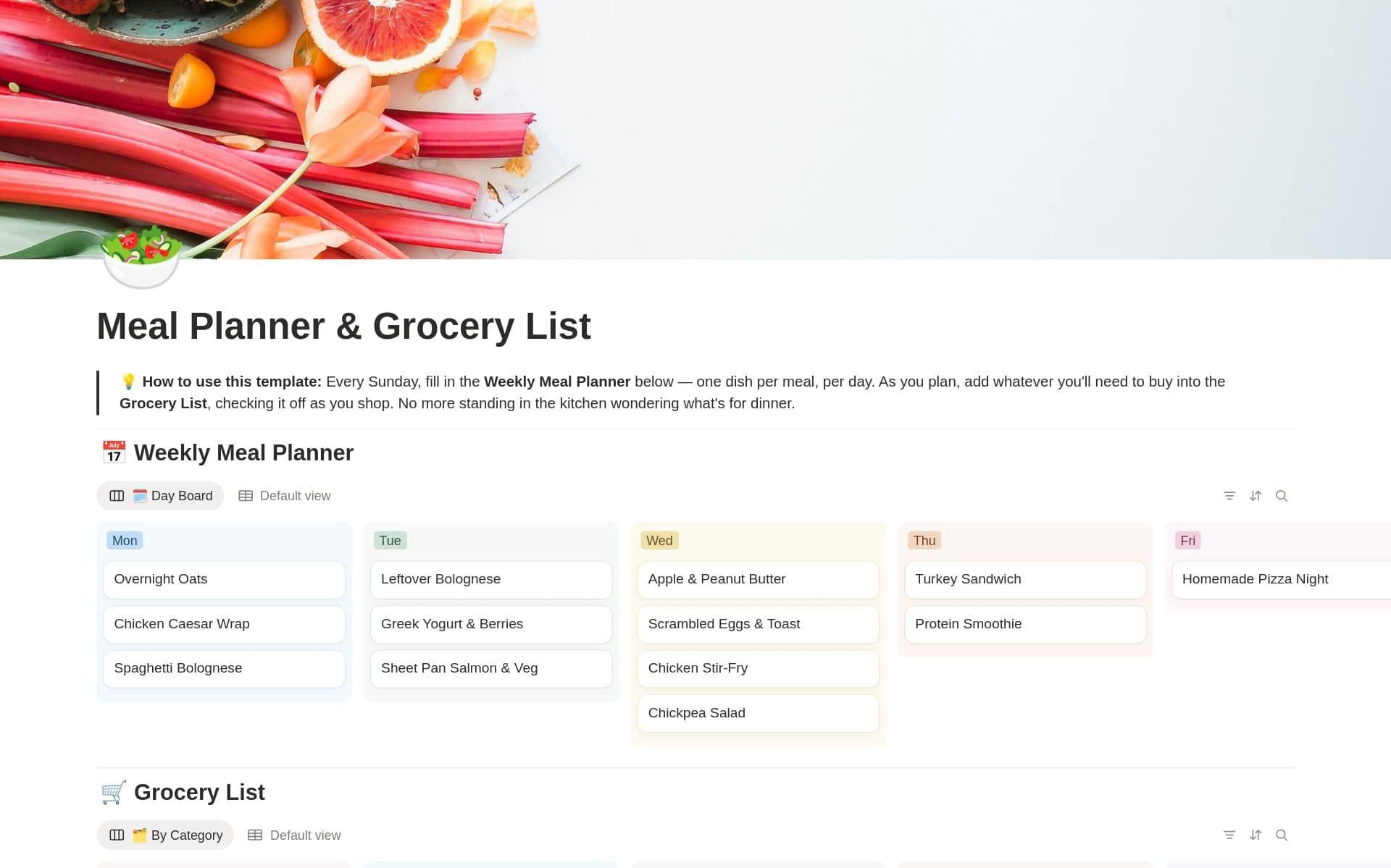 Meal Planner & Grocery List