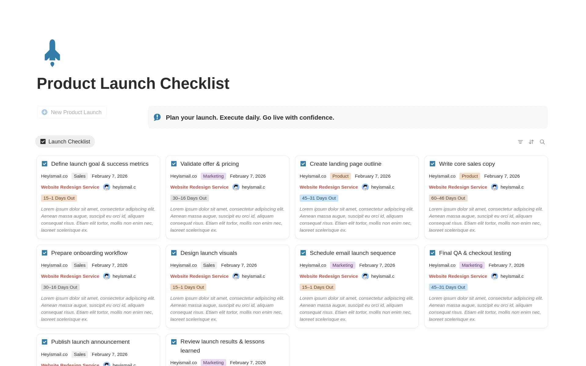 Product Launch Checklist
