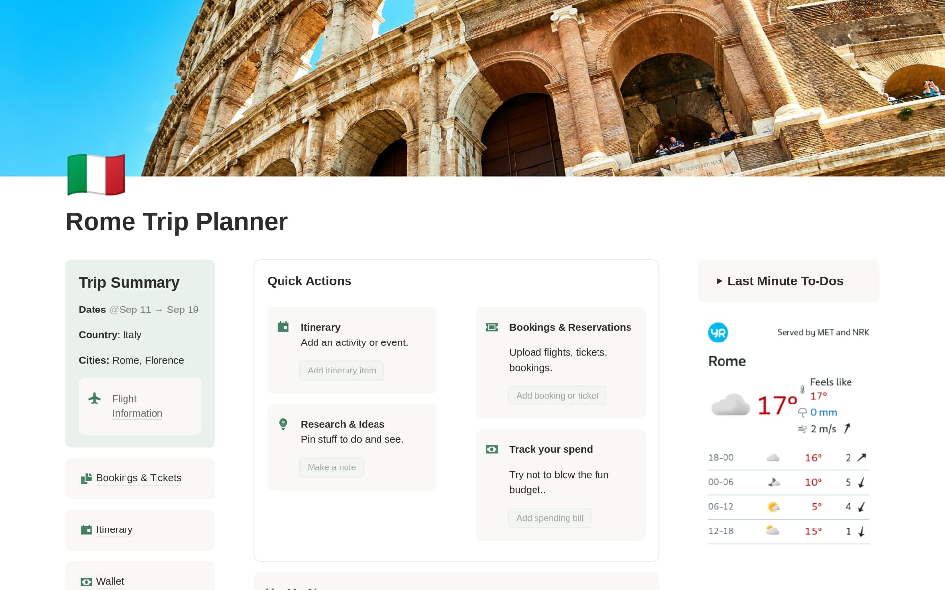 Rome Trip Planner