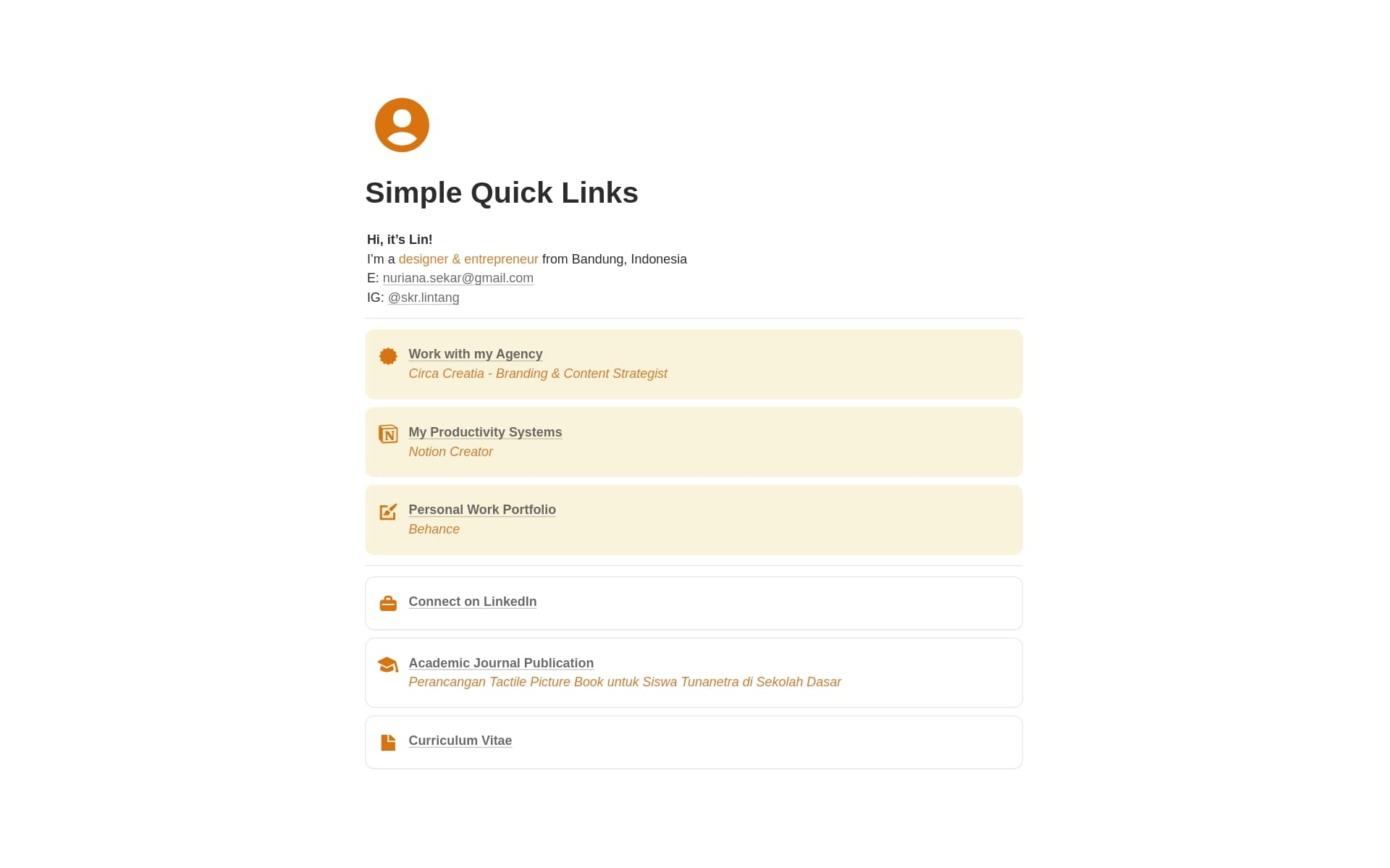 Minimalist Quick Links: Link-in-Bio System