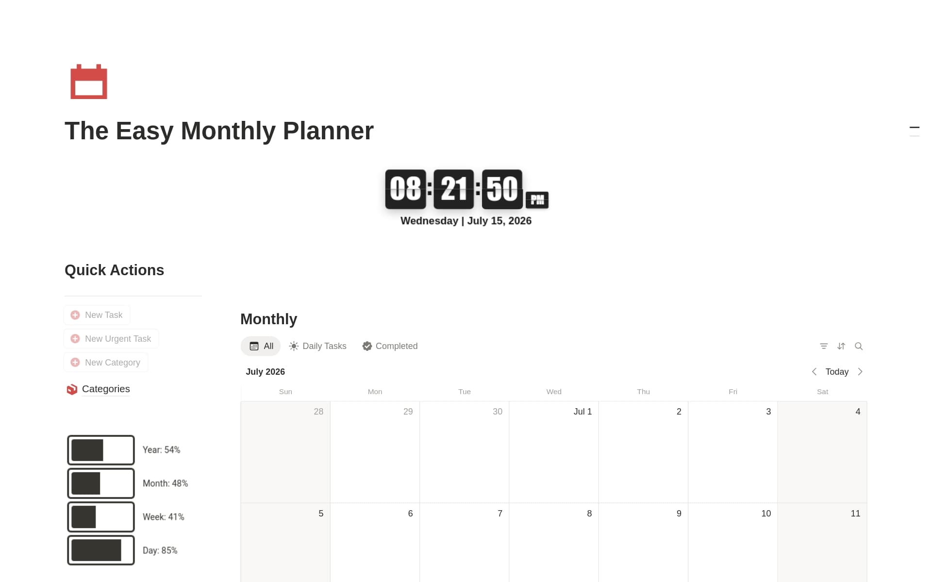 The Easy Monthly Planner