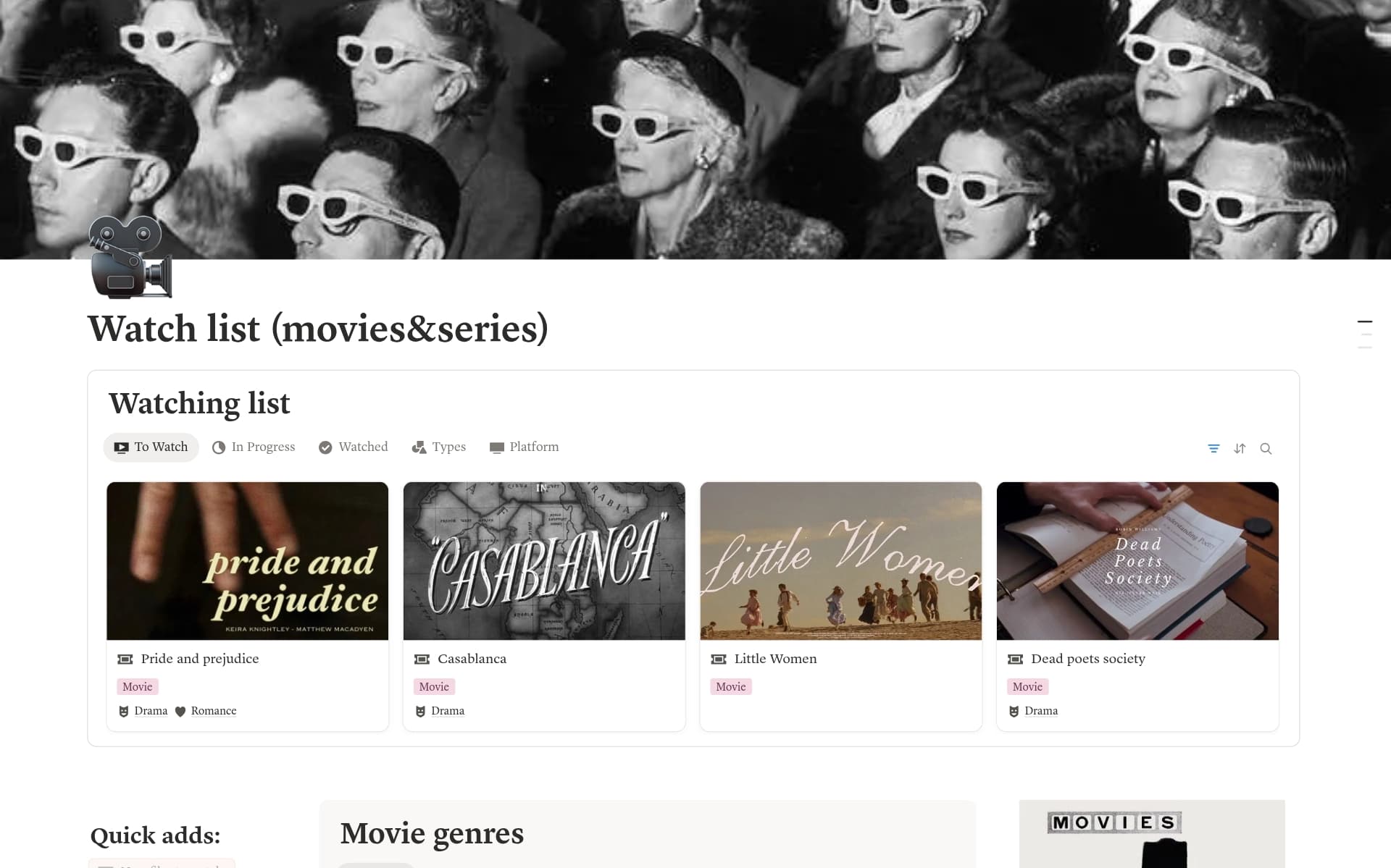 Watchlist for movies and series