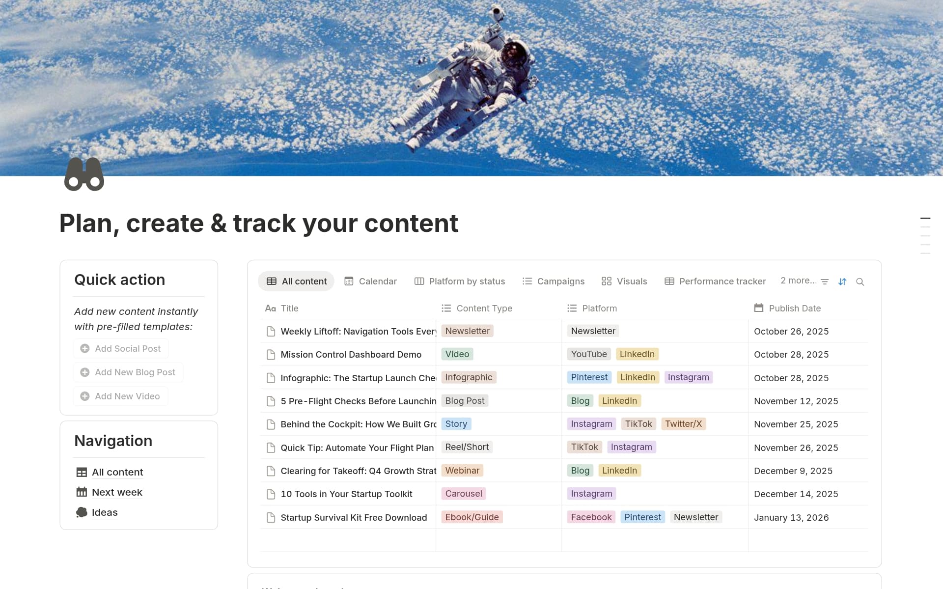 Plan, create & track your content