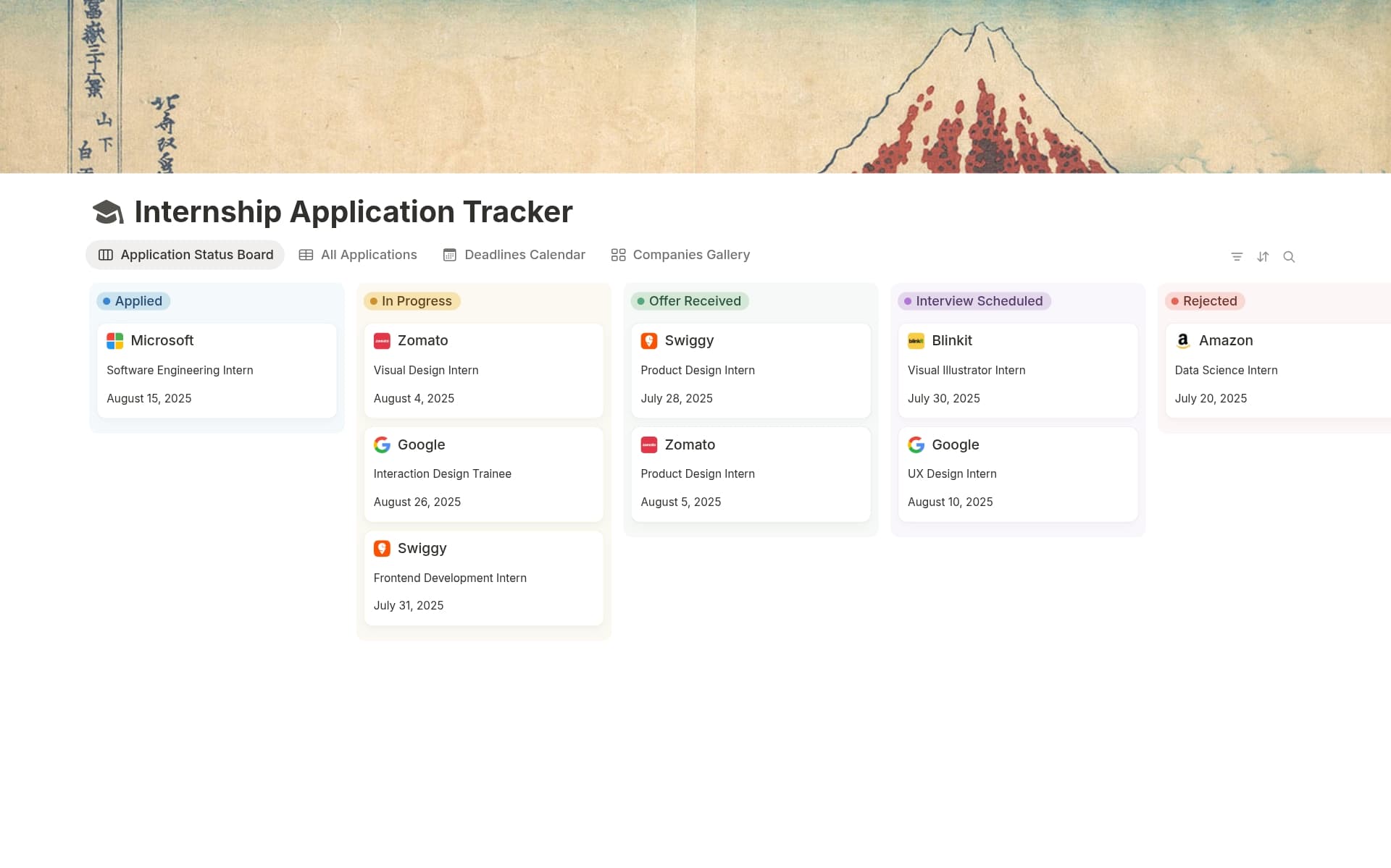 Internship Application Tracker