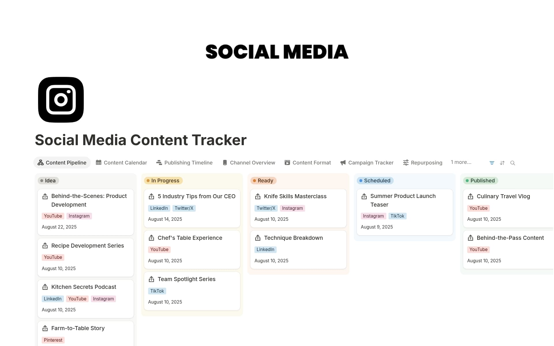 Social Media Content Tracker