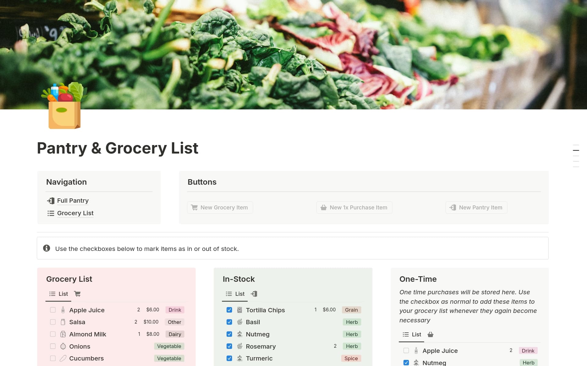 Pantry & Grocery List
