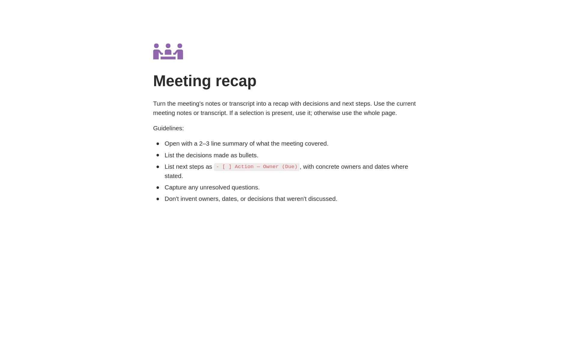 Meeting recap
