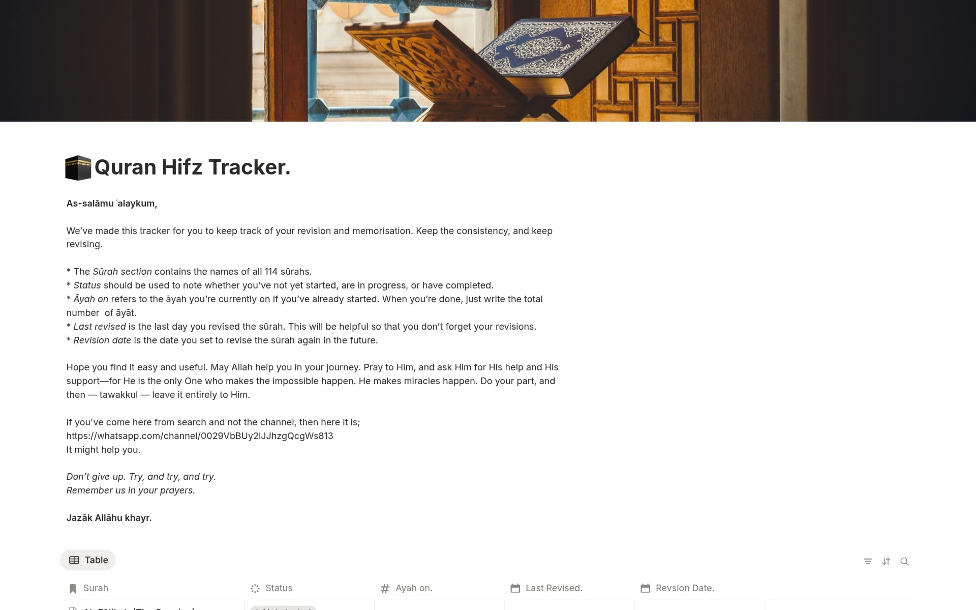 Quran Hifz Tracker.
