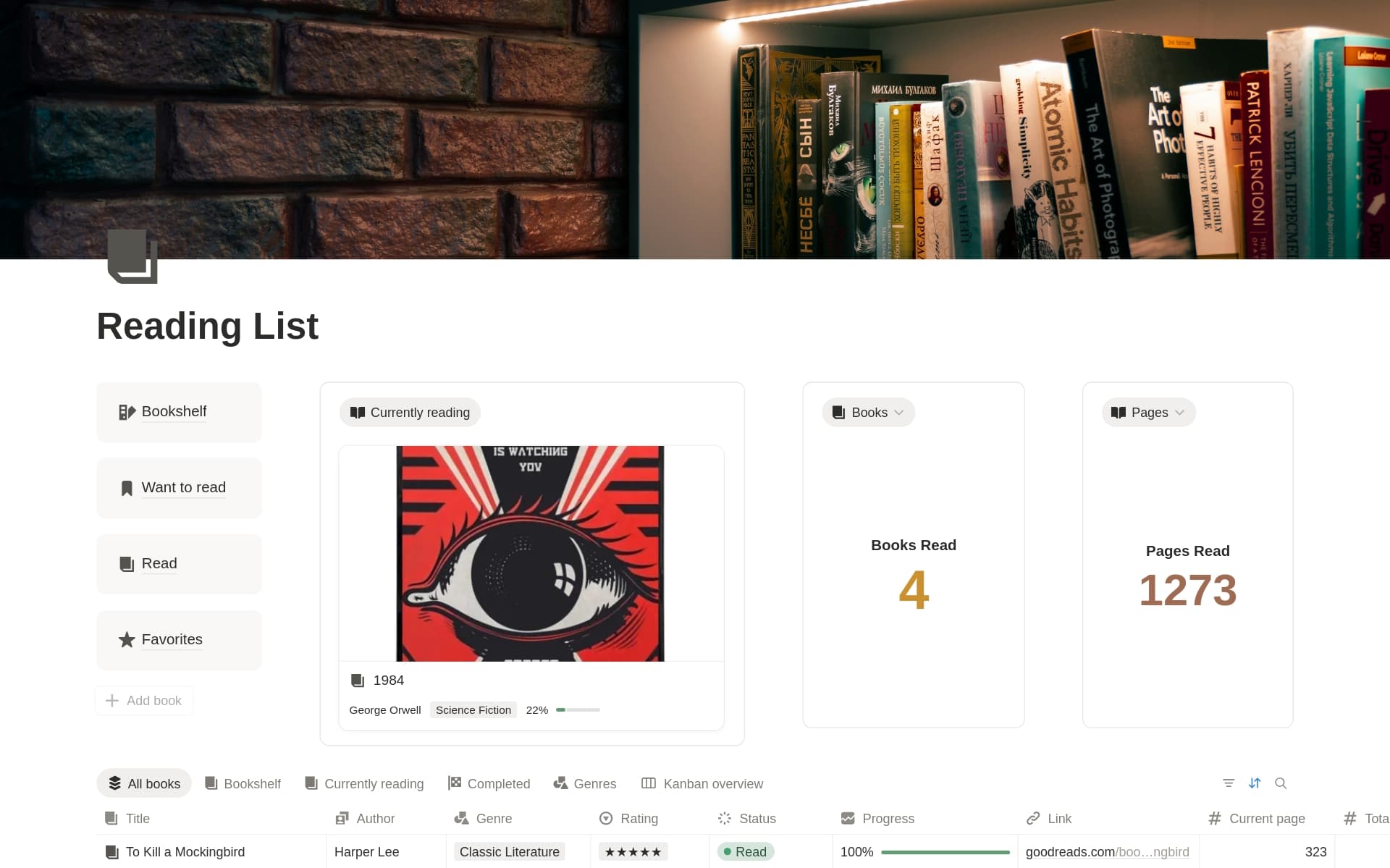 Reading List & Book Tracker