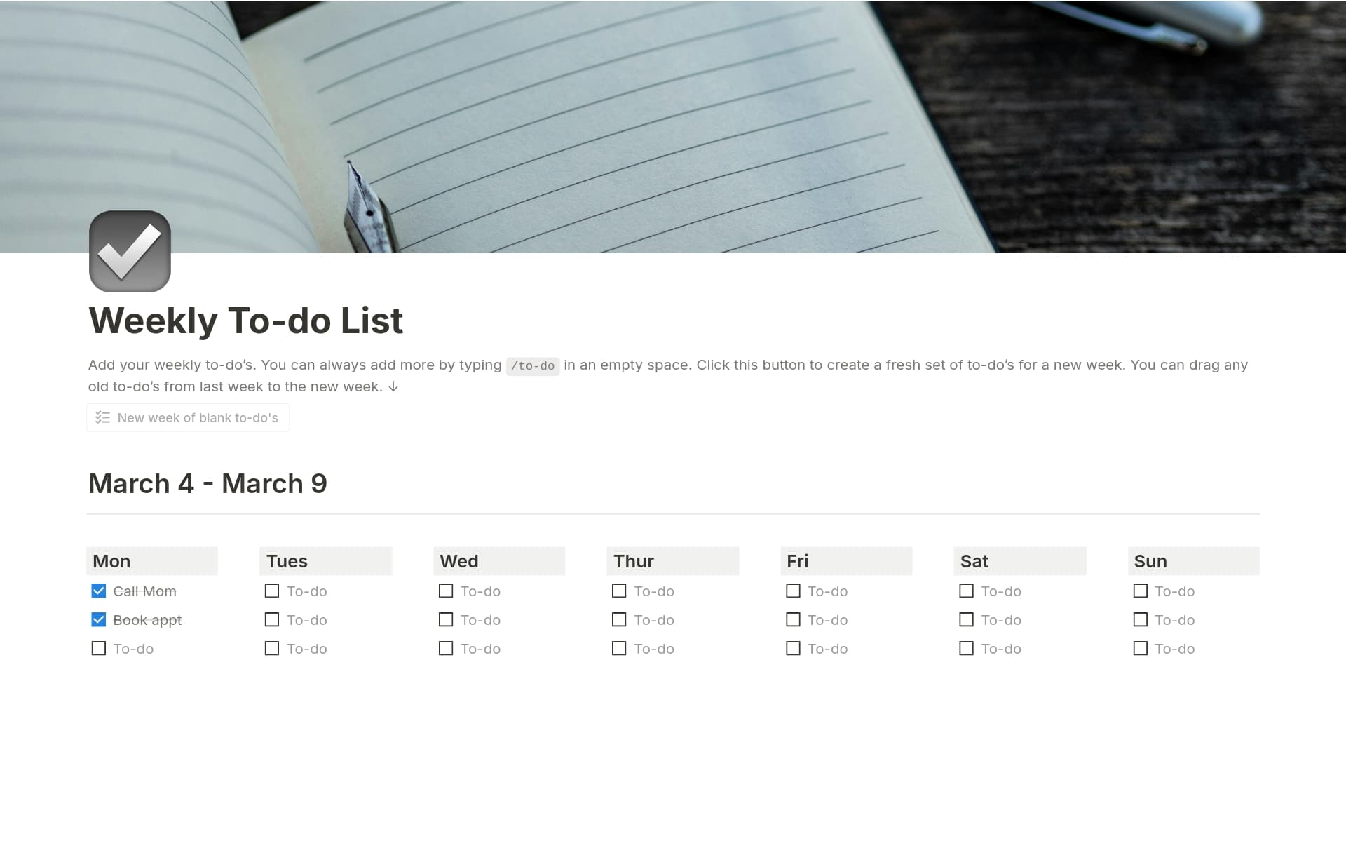 Weekly To-do List
